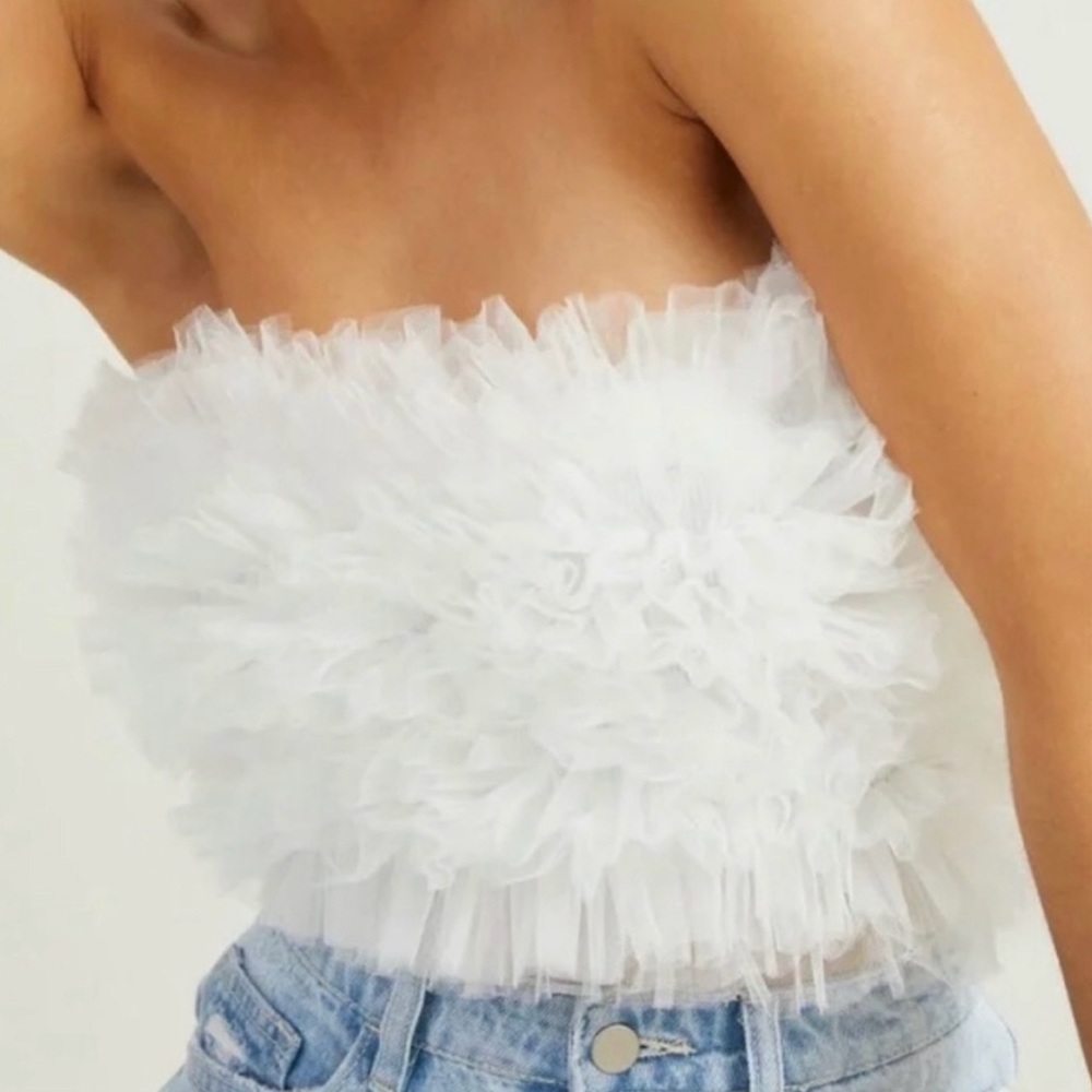 ALTAR’D STATE Tulle Ruffle Top - Perfect for Bachelorette/Bride